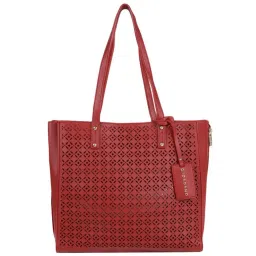 Giordano Red Cut Work Medium Tote Handbag image 1