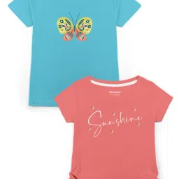 HELLCAT Turquoise & Pink Printed T-Shirt (Pack Of 2)-image-75