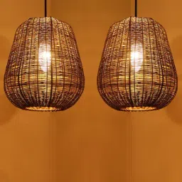 ExclusiveLane Brown Iron Mesmerising Pendant Lamp - Set of 2-image-58