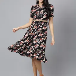 Latin Quarters Black Printed Midi Dress image 1