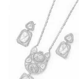 TJC Gold-Plated American Diamond Studded Necklace and Earrings image 3