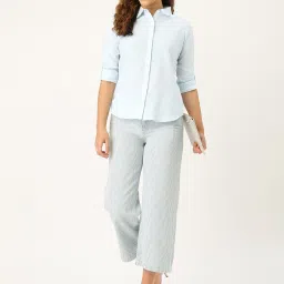 Style Quotient Blue Self Design Shirt image 4