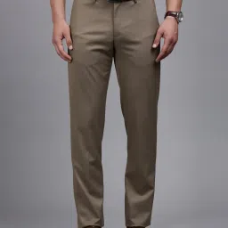 Louis Philippe Brown Slim Fit Flat Front Trousers image 1