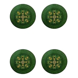 Crayton Green Wooden Mughal Printed Round Coasters - Set of 4 image 2