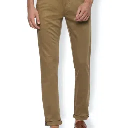 Van Heusen Brown Slim Fit Flat Front Trousers image 1