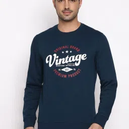 Van Heusen Athleisure Regular Fit Crew Neck Long Sleeve Chest Print Sweatshirt - Deep Sea image 1