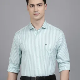 Allen Solly Green Slim Fit Striped Cotton Shirt image 1