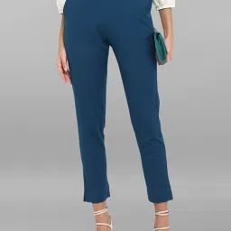 Janasya Teal Regular Fit Mid Rise Pants image 1