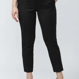 Van Heusen Black Striped Trousers image 1