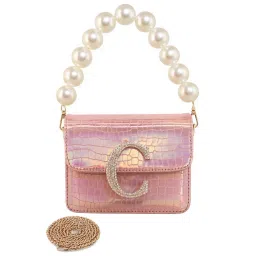 Esbeda Pink Textured Small Sling Handbag image 1
