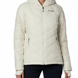 Columbia Off White Logo Print Hooded Jacket image 1