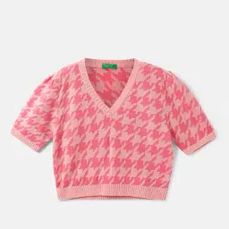 United Colors of Benetton Kids Pink Self Design Sweater-picture-15