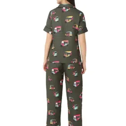 Smarty Pants Olive Printed Shirt With Lounge Pants image 2