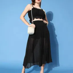 Anvi Be Yourself Black Self Print Skirt-picture-1