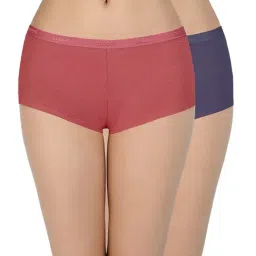 Amante Maroon & Blue Boy Shorts Panties - Pack Of 2-image-32