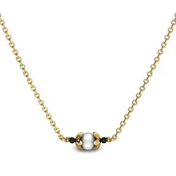 Candere by Kalyan Jewellers Yellow Gold 18k Cocoon Pearl Pendant with Chain image 1