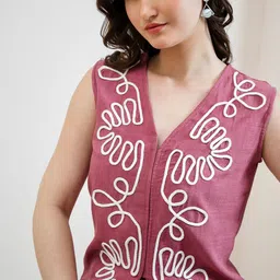 Boho by Athena Embroidered Linen Top With Trousers Co-Ords image 2