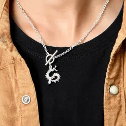 The Bro Code Silver-Plated Dragon Charm Cuban link Chain Necklace for Men image 1
