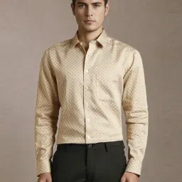 Louis Philippe Beige Cotton Slim Fit Printed Shirt-picture-33