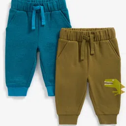 Mothercare Kids Blue & Olive Printed Trackpants (Pack Of 2) image 1