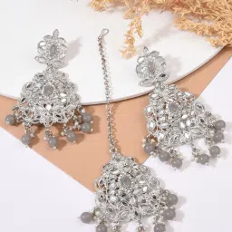 Fida Ethnic Indian Grey Jewellery Set image 1