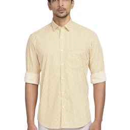 ColorPlus Medium Orange Cotton Tailored Fit Printed Shirt image 1