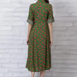 Rangriti Green Printed A-Line Dress image 2