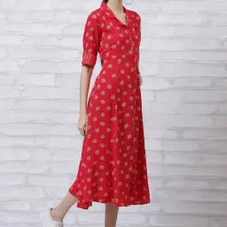 Rangriti Red Printed A-Line Dress image 4