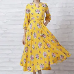 Rangriti Yellow Printed Maxi Dress image 1