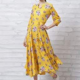 Rangriti Yellow Printed Maxi Dress image 3
