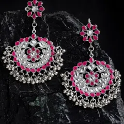 Karatcart Silver Pink Earrings for Women-picture-21