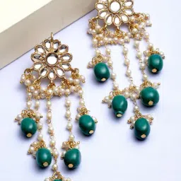Karatcart Gold-Tone Plated Green Earrings for Women-picture-29