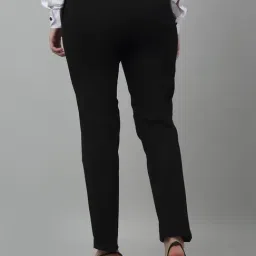 Cantabil Black Cotton Lycra Regular Fit Mid Rise Trousers image 2