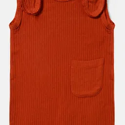 Softsens Kids Unisex Rust-Coloured Solid Organic Cotton Rompers image 4