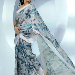 Libas Blue Printed Saree With Unstitched Blouse Piece-picture-38