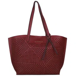 Giordano Interim Red Perforated Medium Tote Handbag image 1