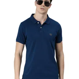 The Bear House Navy Cotton Slim Fit Polo T-Shirt image 1