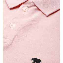 The Bear House Baby Pink Cotton Slim Fit Polo T-Shirt image 4