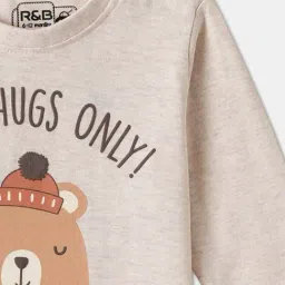 R&B Boys Ecru Melange Cotton Graphic Print T-Shirt image 3