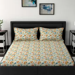 in-house by maspar Maspar Modern Sanctuary Orange & Beige Cotton 160 TC Bed Sheet Set image 2