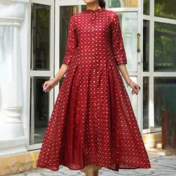 Juniper Maroon Printed Anarkali Kurta image 1