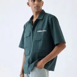 nuon men Nuon by Westside Green Relaxed-Fit Cotton-Blend Shirt-picture-11