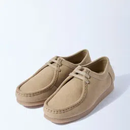 LUNA BLU by Westside Taupe Suede Lace-Up Shoes image 2