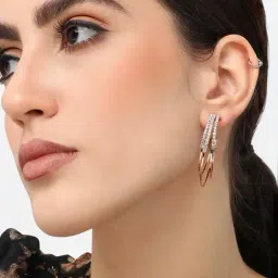 Sohi Gold Plated Designer Stone Casual Hoop Earrings image 3