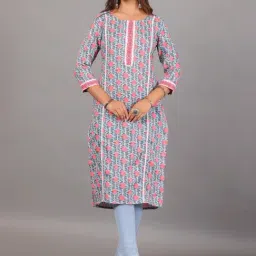 Kairab Blue & Pink Printed Straight Kurta-picture-42