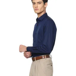 Louis Philippe Permapress Navy Cotton Regular Fit Shirt image 3