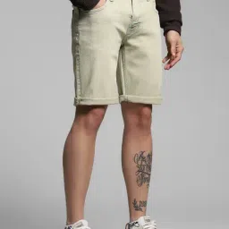 Jack & Jones Green Cotton Regular Fit Denim Shorts image 3