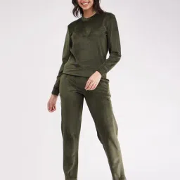 Fablestreet Olive Cotton Blend Relaxed Fit Tracksuit-image-32