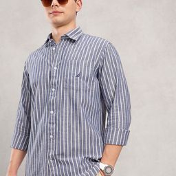 Nautica Men Premium Striped Cotton Linen Casual Shirt-picture-22