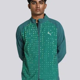 Puma One8 Green Slim Fit Printed Sports Jacket-image-19